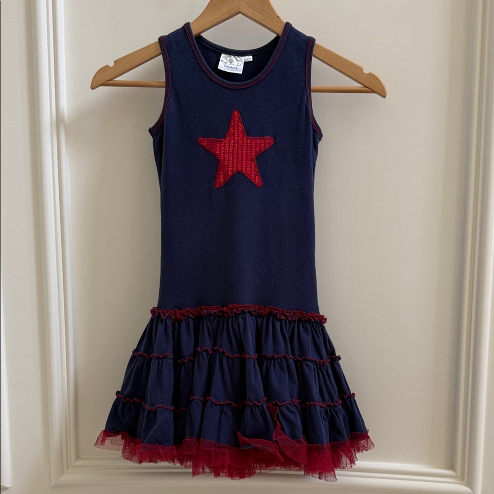 Ooh! La La! Couture 4th of July navy blue tulle dress size 6X-7